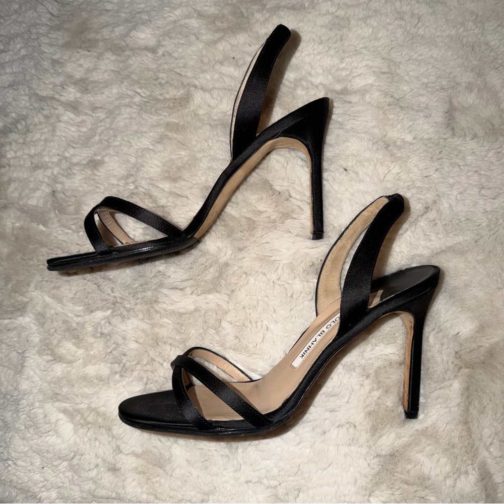 Manolo Blahnik Slingback Satin Sandal 37